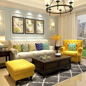 Furnitur Baru Perabot Amerika Mewah Kain Tunggal <span class=keywords><strong>Sofa</strong></span> Ruang Tamu Tiga Tempat Duduk untuk Ruang Tamu