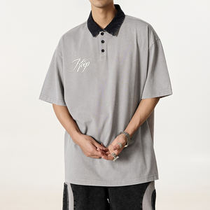 Polo de Algodón Lavado con Bloques de Color Vintage, Nuevo, con Botones, Polo Holgado para Hombre - Product Image 2