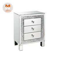 Miroir compétitif en cristal à 3 tiroirs Table d'appoint d'angle à vente chaude