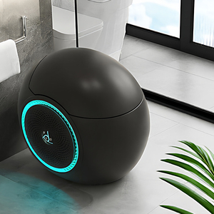 Télécommande de toilette intelligente noire avec contrôle musical et sonore, chasse d'eau automatique, cuvette en céramique intégrée, fonctionnement automatique - Product Image 3