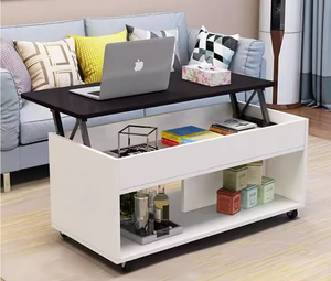 Lujosa <span class=keywords><strong>mesa</strong></span> de <span class=keywords><strong>centro</strong></span> de elevación ajustable plegable de <span class=keywords><strong>estilo</strong></span> nórdico, muebles de sala de estar de madera multifuncionales modernos - Product Image 4