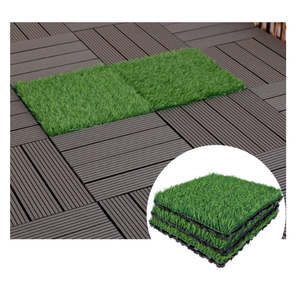 Gazon artificiel direct usine, tapis de gazon synthétique extérieur personnalisé, dalles de terrasse en plastique emboîtables - Product Image 1
