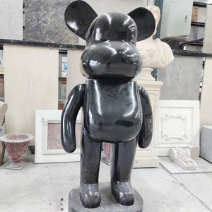 Grandes statues d'ours en pierre naturelle sculptées à la main en marbre moderne pour les ornements décoratifs extérieurs <span class=keywords><strong>de</strong></span> la maison jardin lac vente - Product Image 2