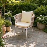 Chaise de salle à manger moderne en aluminium tressé pour l'extérieur avec structure en rotin