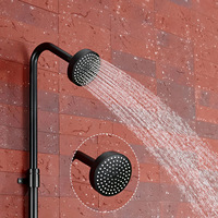 Colonne de douche extérieure moderne en céramique noire mate brossée, kit en acier inoxydable 304 pour système de piscine de jardin avec robinet mélangeur
