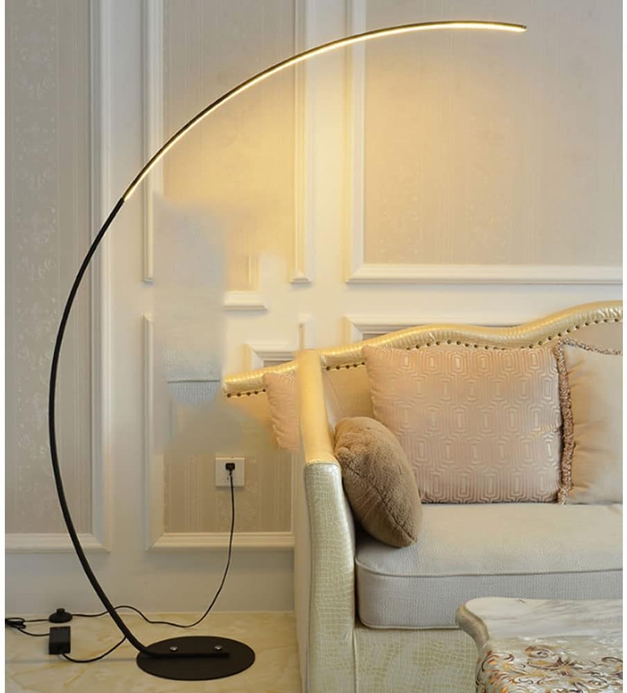 Modern Arc Floor Lamp Curved Contemporary Minimalist Standing Lamp with 3 Brightness Levels Dimmable Reading Light