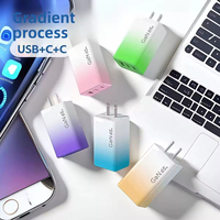 Chargeur mural GaN 65W à 3 ports, couleur dégradée pastel, chargeur rapide portable, adaptateur USB pour téléphone portable, chargeur PD pour iPhone 15 16 17