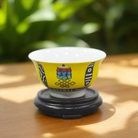 Bol en céramique 2026 Nouveauté Huit Trésors Perles Neuf Yeux Bol à riz/soupe 45 pouces sur pied haut Vaisselle culturelle tibétaine Compatible micro-ondes