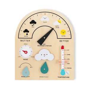 Giocattoli cognitivi per bambini Montessori stazione meteorologica decorazione per la casa ornamenti nordici giochi interattivi genitore-figlio legno di faggio