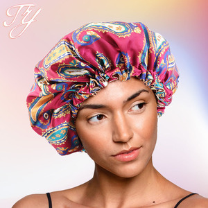 Concepteur pas cher Reine Noire Chapeau Mignon Double Couche Bandeau Femme Turban Réversible <span class=keywords><strong>En</strong></span> Soie Satin Bonnets Avec Cordon - Product Image 1