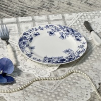 3Pcs Piring Keramik Motif Bunga Vintage, Piring Porselen Berbingkai Warna-warni untuk Makan & Dekorasi Meja