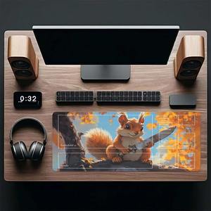 Tapis de souris en forme d'écureuil mignon Kawaii sur le thème de la fantaisie pour MTG TCG Tapis de jeu de jeu Tapis de jeu <span class=keywords><strong>Duel</strong></span> Pads Batailles de cartes pour débutants DIY - Product Image 2