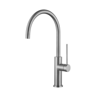 Robinet mélangeur de cuisine monocommande en acier inoxydable, pivotant, chaud/froid, à poser sur plan, avec cartouche céramique, vente en gros