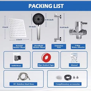 Nouvelle édition – Kits de <span class=keywords><strong>douche</strong></span> muraux de style américain en ABS et acier inoxydable avec séparateur d'eau à trois voies et tige d'extension - Product Image 6