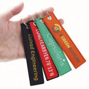 Llavero de tela personalizado superventas con bordado económico, llavero promocional tipo Jet Tag con mosquetón - Product Image 3