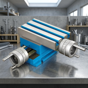FERVI T015 Tavola a Croce with Vise 100x185x130x170x104mm Dimensions 50x80mm Movements for Various Manual Tasks - Product Image 2