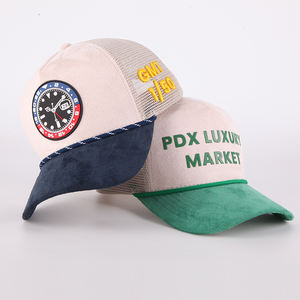 Custom Hoge Kwaliteit 5 Panel 3d Borduurwerk Logo Fluwelen Trucker Hoed Custom Mesh - Product Image 2