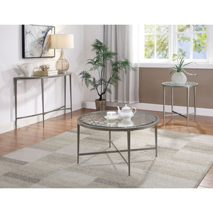 Luxury wrought iron round corner <b>table</b>, balcony glass coffee <b>table</b>, home use, modern minimalist economical wrought iron <b>sofa</b> - Product Image 2