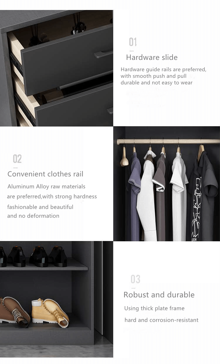 Hot Sale 2022 Elegant Dark Grey Modern Bedroom Furniture Full Bedroom Set Wooden Bed With Storage Dresser Wardrobe
