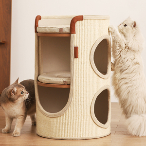 Griffoir pour chat moderne multi-niveaux en sisal, type baril, idéal pour petits appartements, usage domestique quatre saisons, pour chat Roman Holiday - Product Image 2