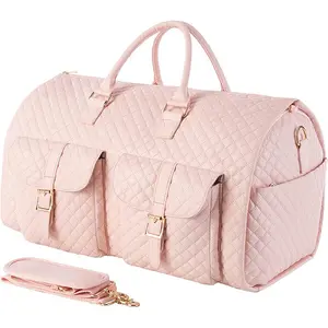 Nuevo bolso de traje plegable Bolso de viaje de gran capacidad Bolsa de almacenamiento multifuncional Bolsa de lona rosa para ropa