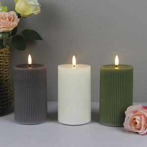 Décor à la maison 3D vraie flamme paraffine cire nervuré à piles faux électronique noël <span class=keywords><strong>LED</strong></span> sans flamme pilier <span class=keywords><strong>bougie</strong></span> pour mariage - Product Image 5
