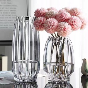 Vase en verre de calibre vintage avec rayures verticales, design créatif, bordure verticale, style Art Déco, pour la décoration intérieure - Vente en gros - Product Image 5