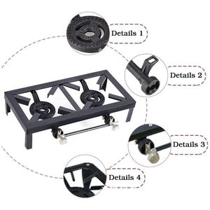 Cuisinière portable à gaz <span class=keywords><strong>propane</strong></span> à 2 brûleurs avec tuyau régulateur et tête <span class=keywords><strong>de</strong></span> brûleur <span class=keywords><strong>de</strong></span> barbecue pour le camping et la randonnée - Product Image 3