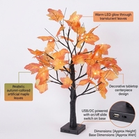 Luces LED de Árbol de Hojas de Arce, Decoración Artificial para Mesa de Exterior, Guirnalda de Luces Cálidas, Alimentación USB, IP44 Impermeable, Decoración Navideña