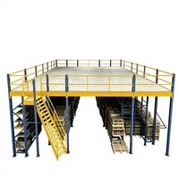 HONGXIN Étagère de mezzanine robuste en acier laminé à froid sans boulons, personnalisable, 2/3 niveaux, avec revêtement en poudre pour protection contre la corrosion