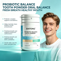 Poudre dentifrice probiotique SHITONG Équilibre Buccal Haleine Fraîche Bouche Saine 50g