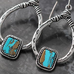 Ciglia creative, gocce d'acqua, orecchini con dettagli blu-verdi, regali retrò da donna - Product Image 3