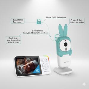 Moniteur pour bébé KT-823SR, écran IPS 3,5 pouces, reconnaissance faciale, audio bidirectionnel, vision nocturne, batterie rechargeable - Moniteur lapin - Product Image 5