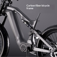 Bicicleta Eléctrica Potente de Fibra de Carbono con Suspensión Completa, Motor sin Escobillas de 1000W 52V 21AH de Transmisión Media, Resistente al Agua, Batería de Larga Duración, 26*4.5