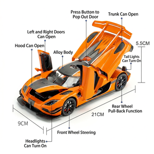 Coche de Juguete de Aleación a Escala 1:24 de Alta Calidad, Modelo <span class=keywords><strong>Koenigsegg</strong></span> <span class=keywords><strong>One</strong></span>, con Suspensión, Dirección, Sonido y Luces - Product Image 2