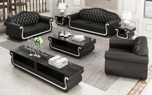 कमरे में रहने वाले सोफे विशिष्ट उपयोग काले और सफेद चमड़े के सोफे सेट 123 sctional सोफा सेट - Product Image 2