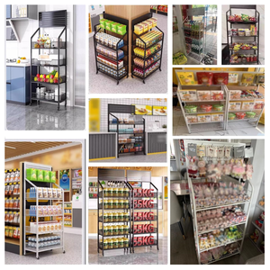 Magasin de détail supermarché noir Snack présentoir magasin étagère 4ème étage affichage panier avec panneau perforé - Product Image 6