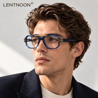 Montures de lunettes en acétate à double pont avec logo personnalisé, style vintage géométrique carré, lunettes optiques artisanales pour verres correcteurs