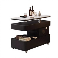 Table d'appoint mobile relevable avec plateau en verre, meuble de rangement pour chambre à coucher, table de chevet moderne
