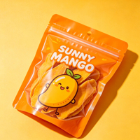 Kemasan Snack Buah OEM Grosir, Kantong Plastik Berdiri dengan Jendela Transparan, Dapat Ditutup Kembali, untuk Irisan Mangga Kering