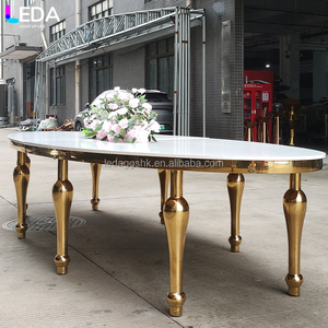 LEDA Fournitures de luxe pour événements et fêtes, table ronde en acier inoxydable doré avec plateau en verre trempé, grande table pour hôtels et mariages - Product Image 3