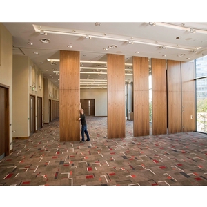 Foldable Wooden Folding Operable <strong>Sliding</strong> Movable Soundproof <strong>Partition</strong> <strong>Wall</strong> Including Track Hardware Rollers Accessories - Product Image 1