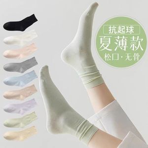 Women's Summer Thin Seamless Socks Cotton Breathable Mid Calf Style Casual Wear - Product Image 1