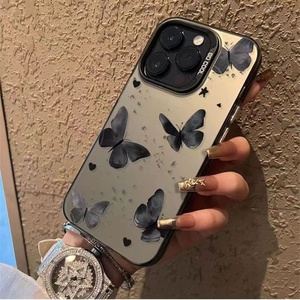 Cover Posteriore Antiurto alla Moda con Farfalla Nera Sognante Placcata Argento, Adatta per <span class=keywords><strong>iPhone</strong></span> 17 16 15 14 13 12 11 Pro Max - Product Image 3