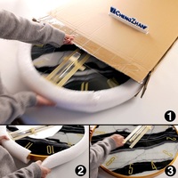 Reloj de Pared Moderno de Vidrio Fluido Azul Dorado, Relojes Colgantes Redondos de Cuarzo Silencioso de Lujo para Sala de Estar, Oficina, Decoración del Hogar