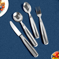 Ensemble de couverts en acier inoxydable 4 pièces, finition satinée brossée, vaisselle pour restaurants professionnels, hôtels, fournitures commerciales