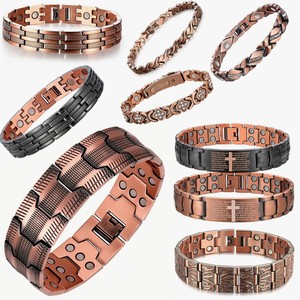 High Quality Red <strong>Copper</strong> <strong>Bracelet</strong> Cross Scripture Black Magnet <strong>Bracelet</strong> Bio Magnetic Health Men's and Women's Fashion Jewelry - Product Image 1