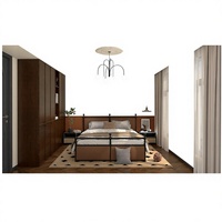 Armoire de luxe moderne et personnalisée pour toute la maison Système de panneau de lit en bois clair Éclairage intelligent