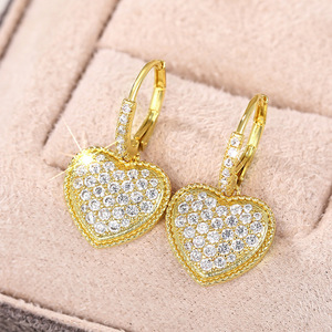 Orecchini Pendenti a Cuore con Zirconi Scintillanti per Donne, Stile Principessa Elegante, Gioielli alla Moda - Product Image 5