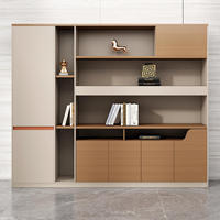Archivador Modular Moderno con Puerta de Vidrio Transparente y Almacenamiento Inferior con Cerradura para Espacio de Trabajo Ejecutivo